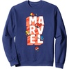 Amazon Essentials Marvel Block Letters With Five Tiny Super Heroes Sweatshirt(Navy Blue)