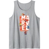Amazon Essentials Marvel Block Letters With Five Tiny Super Heroes Tank Top(Heather Grey)