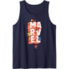 Amazon Essentials Marvel Block Letters With Five Tiny Super Heroes Tank Top(Navy Blue)