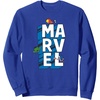 Amazon Essentials Marvel Block Letters With Three Tiny Super Heroes Sweatshirt(Royal Blue)