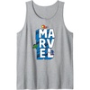 Amazon Essentials Marvel Block Letters With Three Tiny Super Heroes Tank Top(Heather Grey)