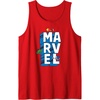 Amazon Essentials Marvel Block Letters With Three Tiny Super Heroes Tank Top(Red)