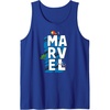 Amazon Essentials Marvel Block Letters With Three Tiny Super Heroes Tank Top(Royal Blue)