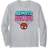 Amazon Essentials Marvel Spider-Man Doodle Always Amazing Long Sleeve T-Shirt(Heather Grey)