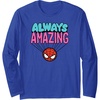 Amazon Essentials Marvel Spider-Man Doodle Always Amazing Long Sleeve T-Shirt(Royal Blue)
