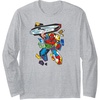 Amazon Essentials Marvel Super Heroes Multi Hero Shattered Collage Long Sleeve T-Shirt(Heather Grey)