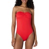 Amazon Essentials Women’s Bandeau One Piece Swimsuit(Bright Poppy Red)