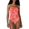 Amazon Essentials Women’s Bandeau One Piece Swimsuit(Bright Red Multi Folk Floral)