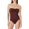 Amazon Essentials Women’s Bandeau One Piece Swimsuit(Deep Brown)