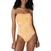 Amazon Essentials Women’s Bandeau One Piece Swimsuit(Yellow Multi Folk Floral)