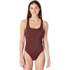 Amazon Essentials Women’s Criss-Cross Back One-Piece Swimsuit, Slim Fit(Deep Brown)
