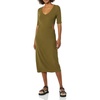 Amazon Essentials Women’s Fine Rib V Neck Side Cut-Out Midi Dress (Previously Daily Ritual)(Dark Olive)