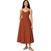 Amazon Essentials Women’s Fit & Flare Thin Strap Cotton Poplin Midi Dress(Brick Red)