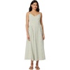 Amazon Essentials Women’s Fit & Flare Thin Strap Cotton Poplin Midi Dress(Washed Khaki Green Even Stripe)