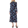 Amazon Essentials Women’s Fit and Flare Jersey Long-Sleeved Maxi Dress(Burgundy Blue Floral)