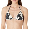 Amazon Essentials Women’s Light Support Triangle Bikini Top with Removable Cups(Cream Black Floral)