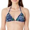 Amazon Essentials Women’s Light Support Triangle Bikini Top with Removable Cups(Deep Blue Paisley)