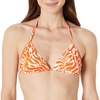 Amazon Essentials Women’s Light Support Triangle Bikini Top with Removable Cups(Rust Orange Abstract Palms)