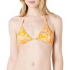 Amazon Essentials Women’s Light Support Triangle Bikini Top with Removable Cups(Yellow Multi Folk Floral)