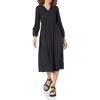 Amazon Essentials Women’s Lightweight Georgette Long Sleeve V-Neck Midi Dress (Available in Plus Size)(Black)