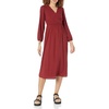 Amazon Essentials Women’s Lightweight Georgette Long Sleeve V-Neck Midi Dress (Available in Plus Size)(Burgundy)