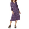 Amazon Essentials Women’s Lightweight Georgette Long Sleeve V-Neck Midi Dress (Available in Plus Size)(Dark Blue  Pansy)