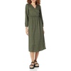 Amazon Essentials Women’s Lightweight Georgette Long Sleeve V-Neck Midi Dress (Available in Plus Size)(Dark Olive  Abstract Animal)