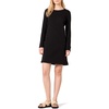 Amazon Essentials Women’s Long Sleeve Crewneck Fleece Above-The-Knee Dress with Ribbed Detail(Black)