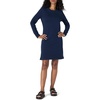 Amazon Essentials Women’s Long Sleeve Crewneck Fleece Above-The-Knee Dress with Ribbed Detail(Navy)