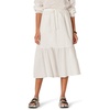 Amazon Essentials Women’s Mid-Rise A-line Cotton Sateen Tiered Midi Skirt (Top Sold Separately)(White)