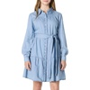 Amazon Essentials Women’s Regular-Fit Denim Chambray Long-Sleeve Dress(Iced Blue Light Wash)