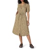 Amazon Essentials Women’s Relaxed Fit Half-Sleeve Breathable Button Front Drawstring Waist Midi A-Line Dress with Pockets(Camel/Black – Mini Ikat Animal)