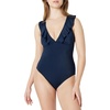 Amazon Essentials Women’s Ruffle V-Neck One-Piece Swimsuit(Navy)