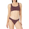 Amazon Essentials Women’s Scoop Neck Swim Crop Top(Brick Red Leopard)