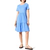 Amazon Essentials Women’s Short-Sleeve Crewneck Tiered Cotton Dress(Blue)