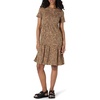 Amazon Essentials Women’s Short-Sleeve Crewneck Tiered Cotton Dress(Dark Camel Leopard)