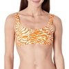 Amazon Essentials Women’s Squareneck Swim Bikini Top(Rust Orange Abstract Palms)