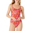 Amazon Essentials Women’s Thin Strap One-Piece Swimsuit with Adjustable Straps(Bright Red Multi Folk Floral)
