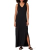 Amazon Essentials Women’s V-Neck Maxi Dress with Side-Slits, Jersey(Black)