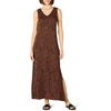 Amazon Essentials Women’s V-Neck Maxi Dress with Side-Slits, Jersey(Dark Toffee Brown  Small Ikat Animal)