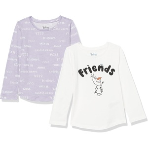 Amazon Essentials Disney | Marvel | Star Wars | Frozen | Princess Girls and Toddlers’ Long-Sleeve T-Shirts, Pack of 2(2-pack Frozen Friends)