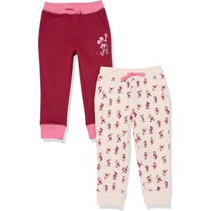 Amazon Essentials Disney | Marvel | Star Wars | Princess Girls and Toddlers’ Fleece Jogger Sweatpants Clothes, Pack of 2(2-pack Mickey Peace)