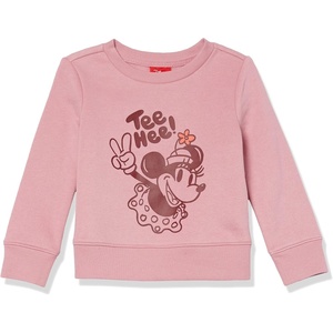 Amazon Essentials Disney | Marvel | Star Wars | Princess Girls and Toddlers’ Fleece Pullover Crew Sweatshirt(Minnie Peace – Girls)
