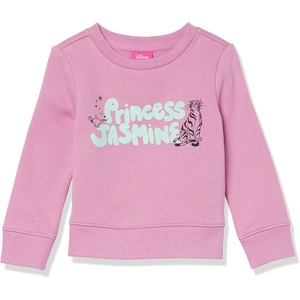 Amazon Essentials Disney | Marvel | Star Wars | Princess Girls and Toddlers’ Fleece Pullover Crew Sweatshirt(Princess Jasmine)
