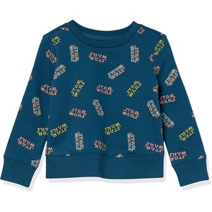 Amazon Essentials Disney | Marvel | Star Wars | Princess Girls and Toddlers’ Fleece Pullover Crew Sweatshirt(Star Wars Logo)