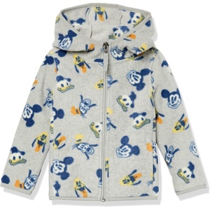Amazon Essentials Disney | Marvel | Star Wars | Princess Girls and Toddlers’ Polar Fleece Full-Zip Hooded Jacket(Mickey and Friends)