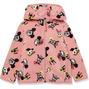 Amazon Essentials Disney | Marvel | Star Wars | Princess Girls and Toddlers’ Polar Fleece Full-Zip Hooded Jacket(Minnie and Friends)