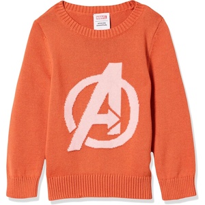 Amazon Essentials Disney | Marvel | Star Wars | Princess Girls and Toddlers’ Soft Long Sleeve Crewneck Pullover Sweaters(Avengers Logo – Girls)