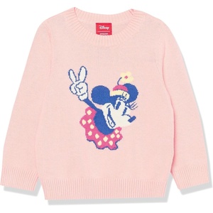 Amazon Essentials Disney | Marvel | Star Wars | Princess Girls and Toddlers’ Soft Long Sleeve Crewneck Pullover Sweaters(Minnie Peace – Girls)