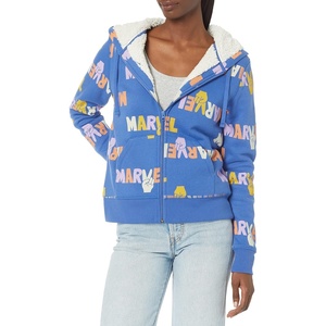 Amazon Essentials Disney | Marvel | Star Wars | Princess Women’s Fleece Sherpa-Lined Full-Zip Hooded Sweatshirt(Marvel Multi Peace)